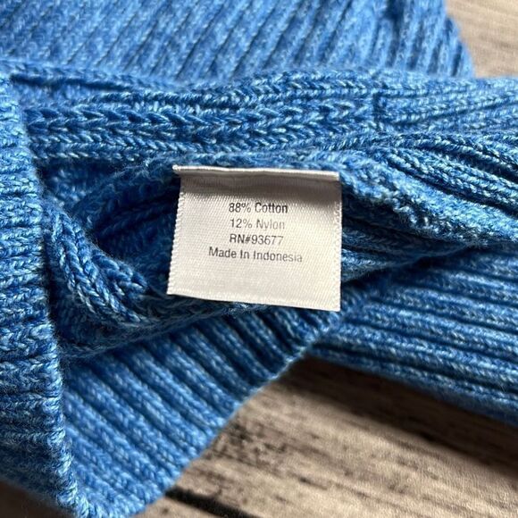St John's Bay Womens Cable Knit Sweater V Neck Pullover Blue Size Petite Medium - Picture 7 of 9